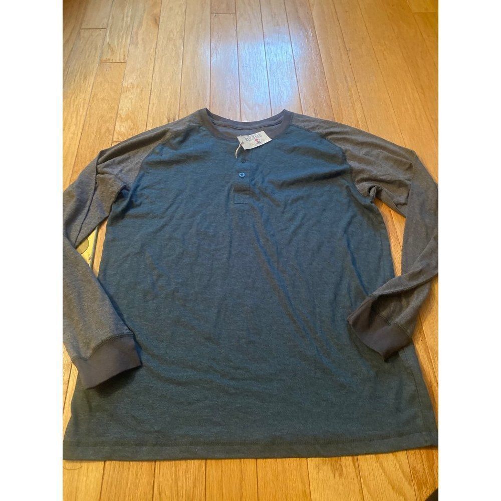 Redhead Brand Co. Men's blue cotton blend knit shirt with grey 3/4 sleeve sz Lg